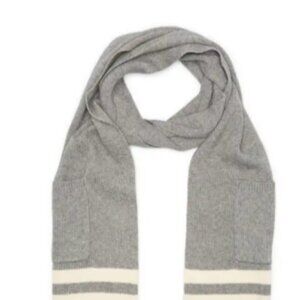 Modena New York Scarf with Deep Pockets Long Grey White NWT